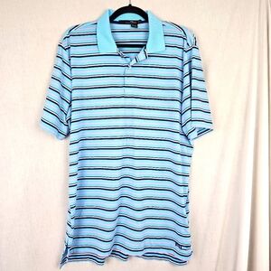 RLX Ralph‎ Lauren Polo Shirt Aqua Blue Pink StripedShort Sleeve Men's Size Large